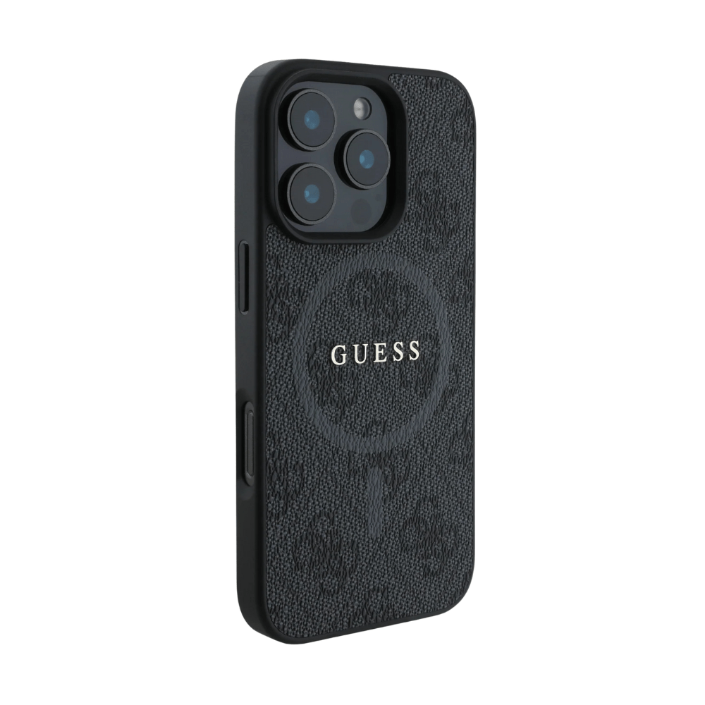 Guess hc magsafe pu 4g ring classic logo black iphone 16 pro - TOP MOVIL