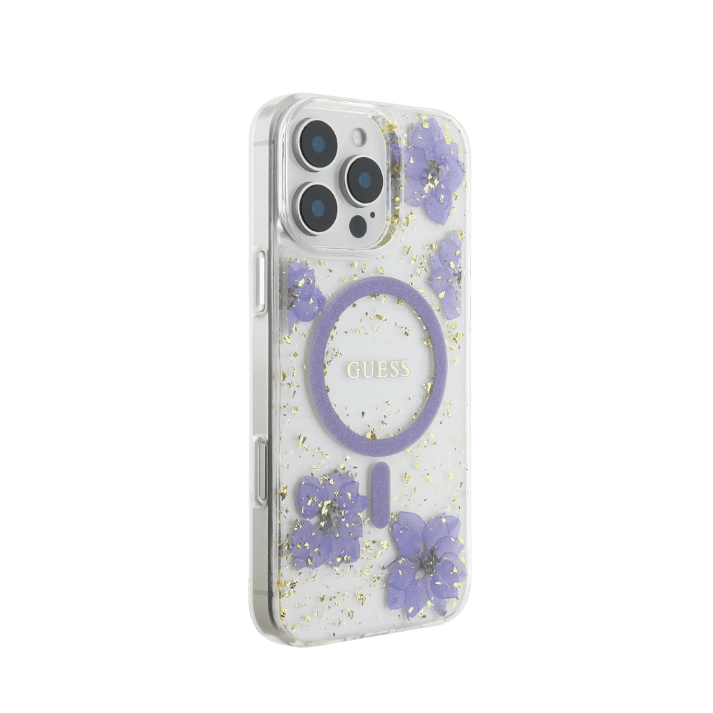 Guess hc magsafe resin flowers purple iphone 16 pro - TOP MOVIL