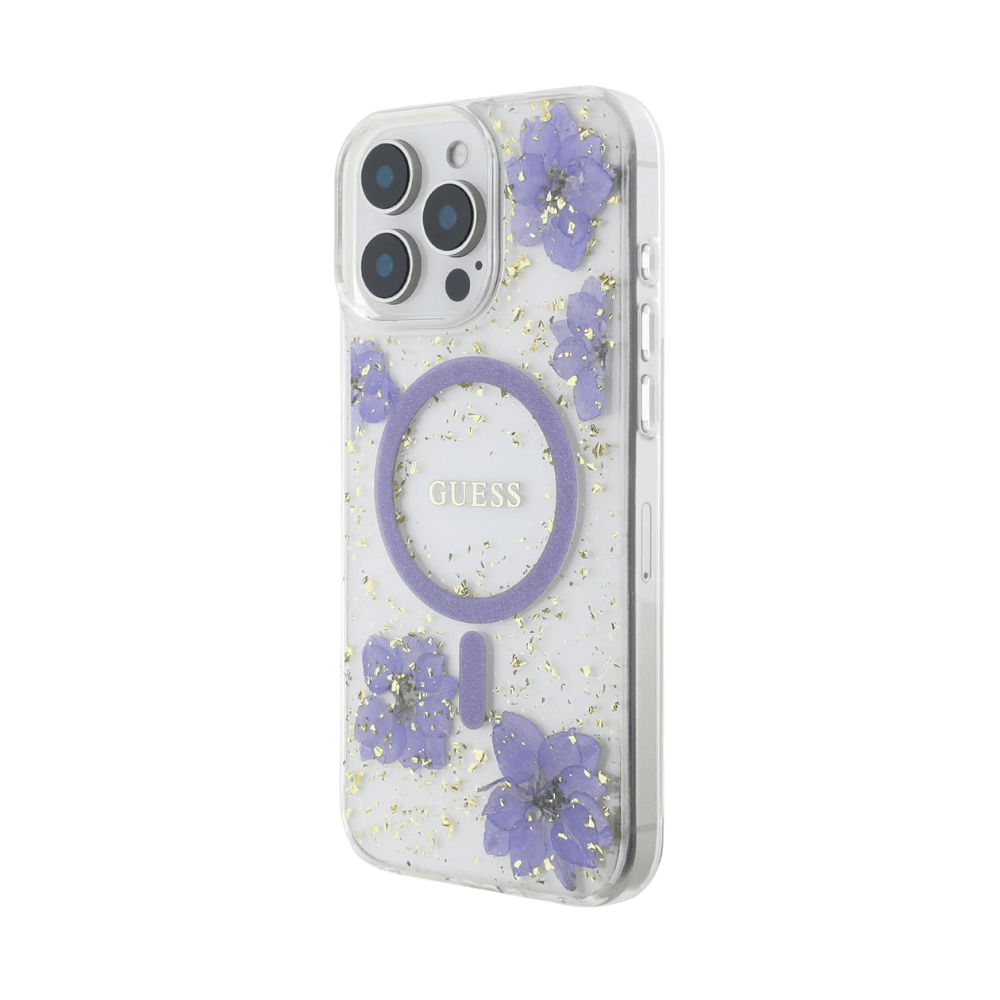 Guess hc magsafe resin flowers purple iphone 16 pro max - TOP MOVIL