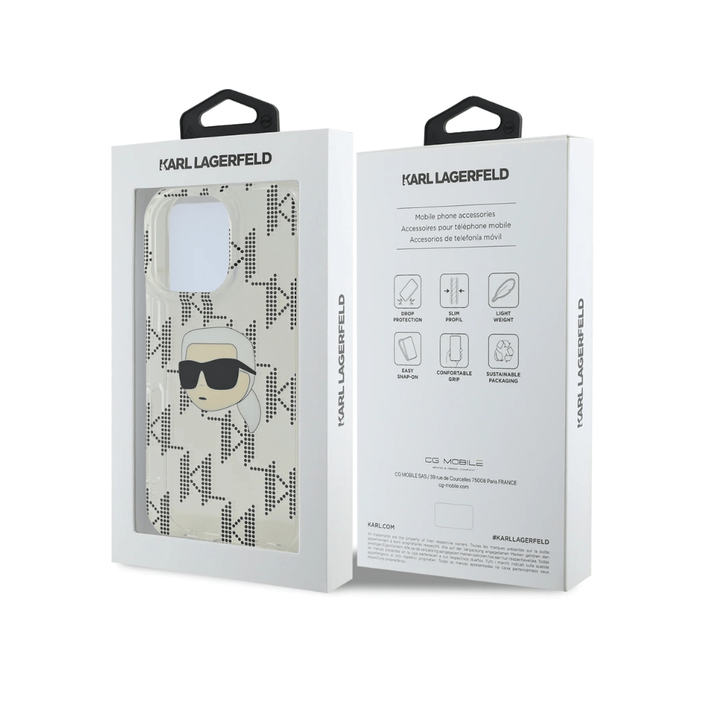 Karl Lagerfeld hc iml k. head monogram electroplated transparent iphone 16 pro max - TOP MOVIL