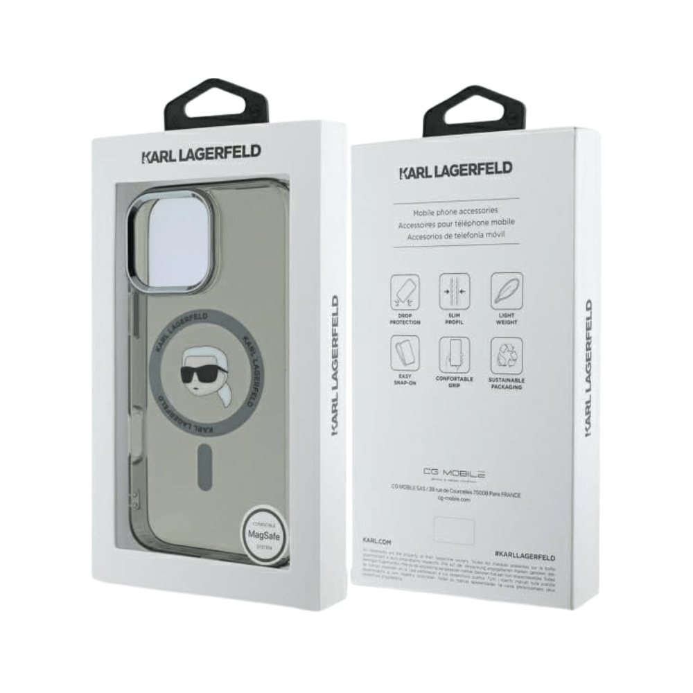 Karl Lagerfeld hc magsafe iml metal k. head black iphone 16 pro max - TOP MOVIL