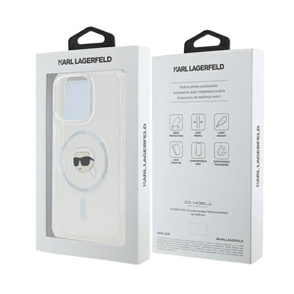 Karl Lagerfeld hc magsafe iml metal k. head white iphone 16 pro max - TOP MOVIL
