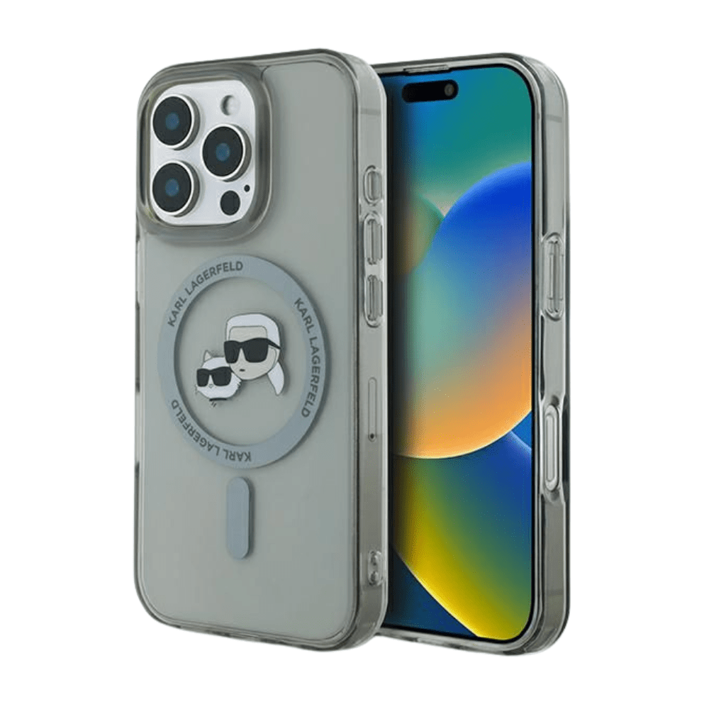 Karl Lagerfeld hc magsafe iml metal kc heads black iphone 16 pro max - TOP MOVIL