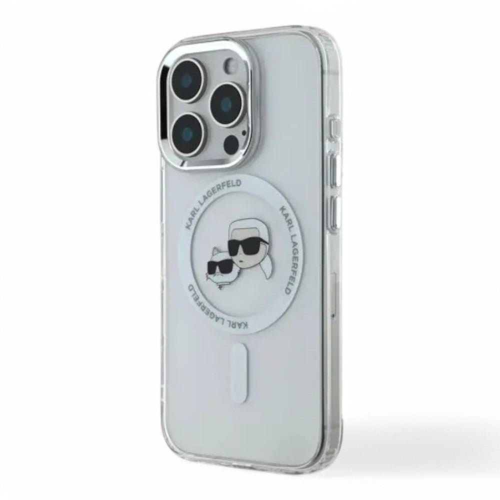 Karl Lagerfeld hc magsafe iml metal kc heads white iphone 16 pro - TOP MOVIL