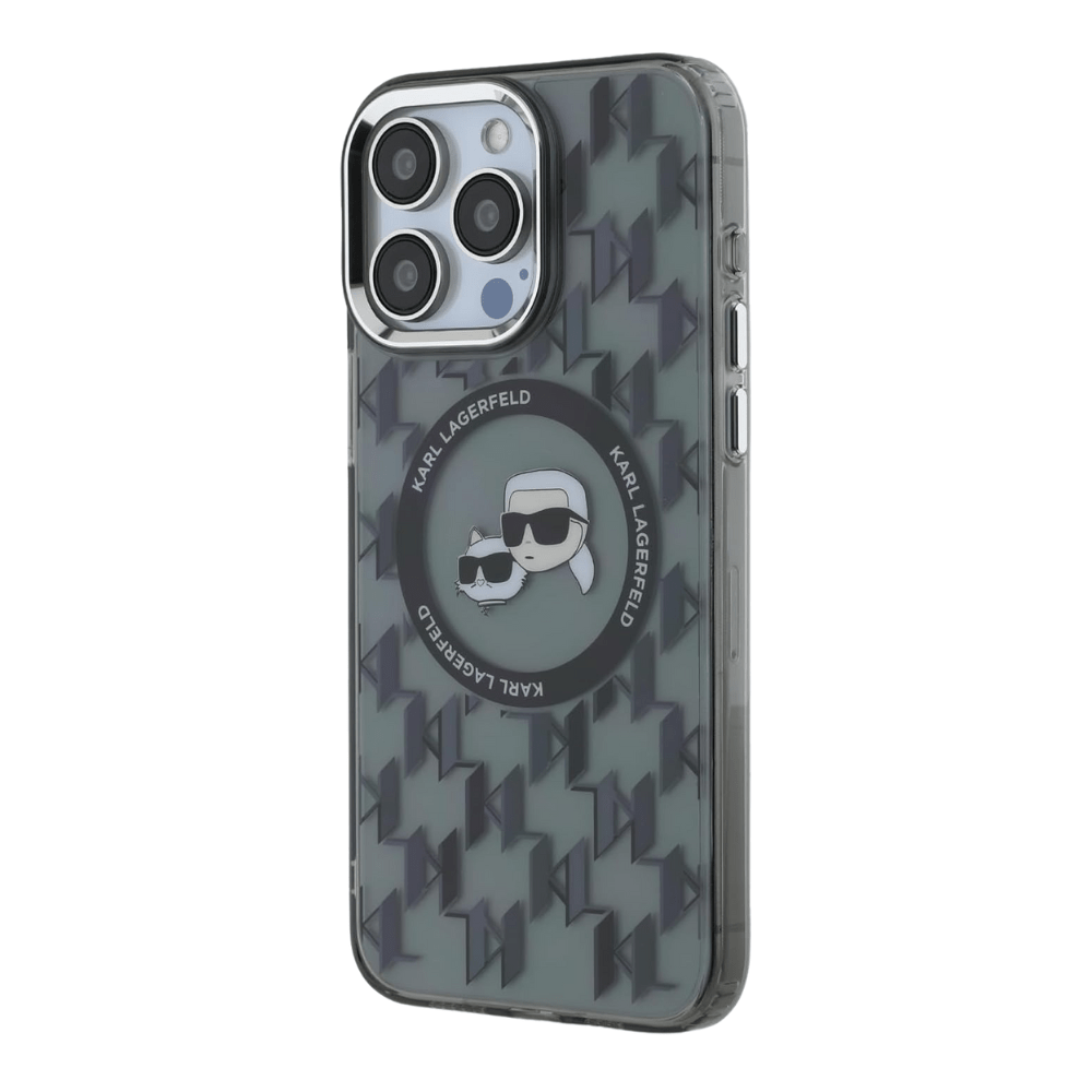 Karl Lagerfeld hc magsafe iml metal monogram kc heads black iphone 16 pro max - TOP MOVIL