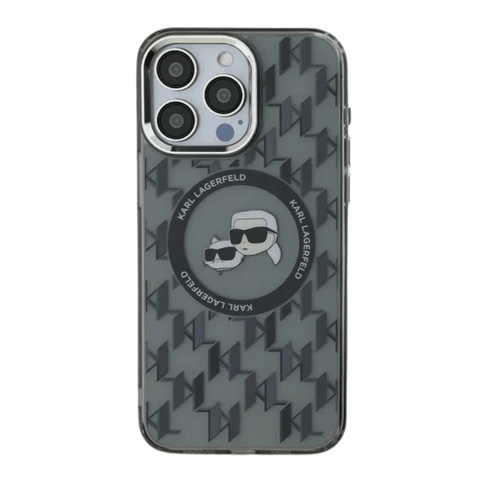 Karl Lagerfeld hc magsafe iml metal monogram kc heads black iphone 16 pro max - TOP MOVIL