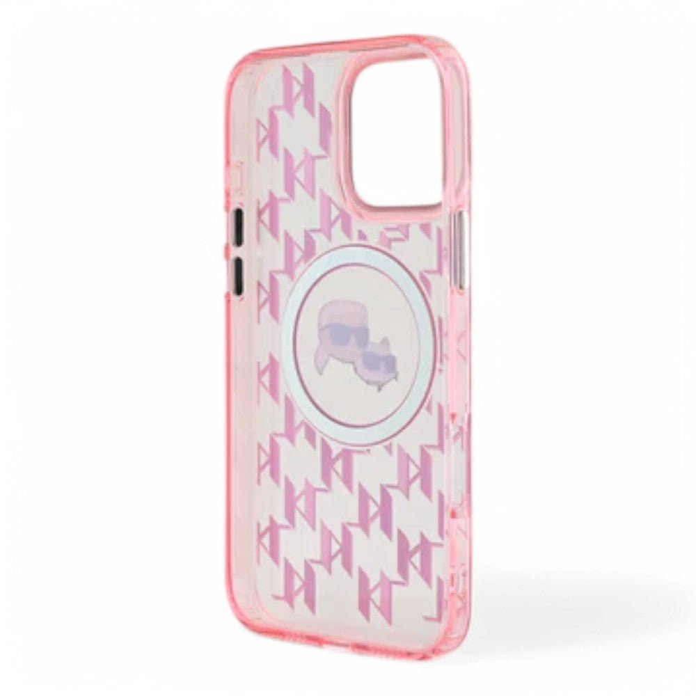 Karl Lagerfeld hc magsafe iml metal monogram kc heads pink iphone 16 pro - TOP MOVIL