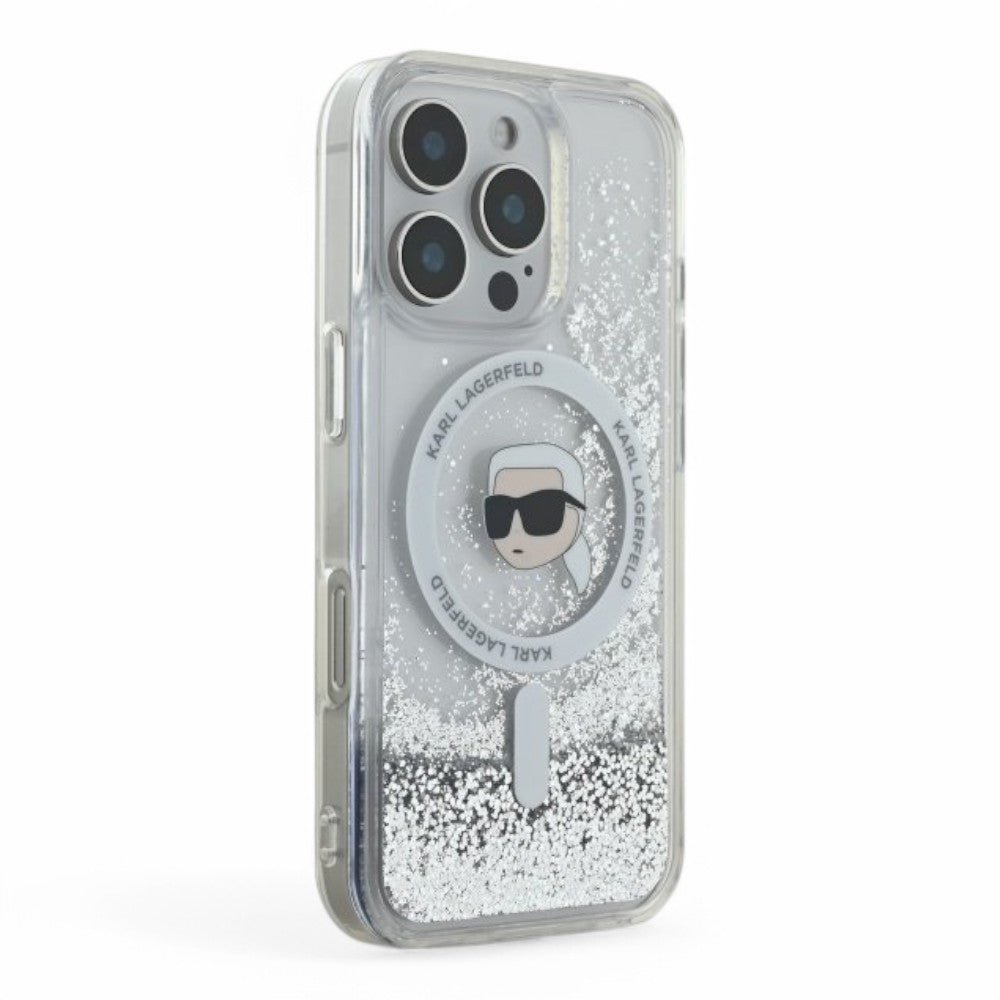 Karl Lagerfeld hc magsafe liq. glitter k. head transparent iphone 16 pro - TOP MOVIL