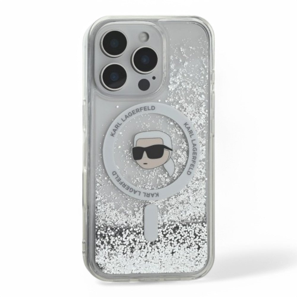 Karl Lagerfeld hc magsafe liq. glitter k. head transparent iphone 16 pro - TOP MOVIL