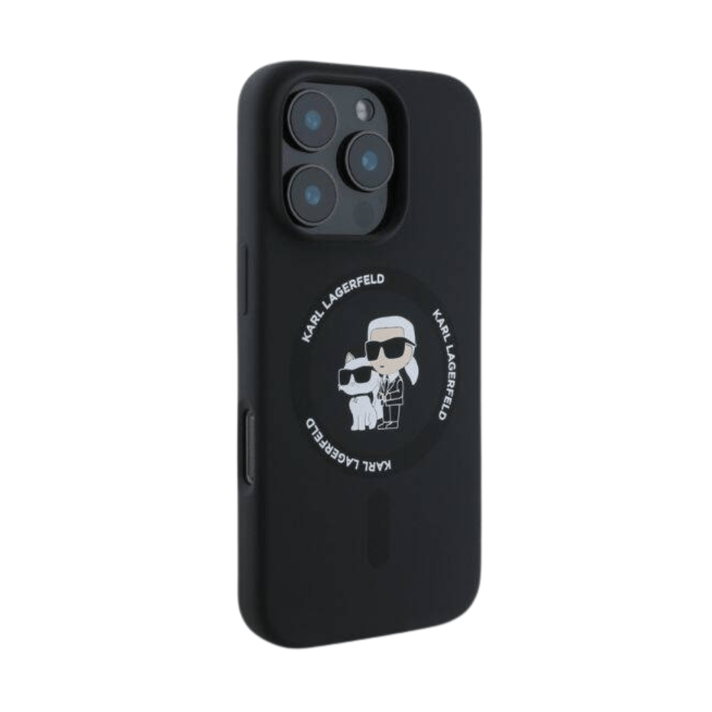 Karl Lagerfeld hc magsafe silicone kc heads ring black iphone 16 pro - TOP MOVIL