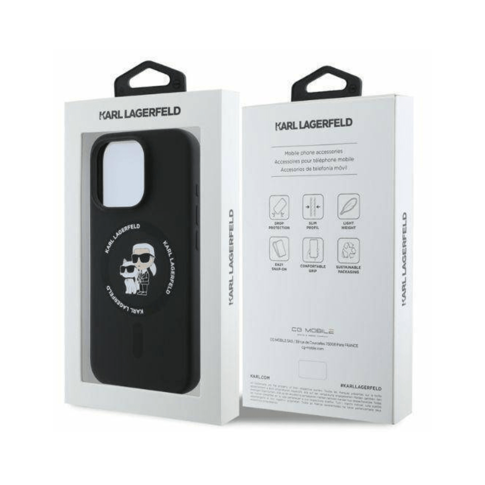 Karl Lagerfeld hc magsafe silicone kc heads ring black iphone 16 pro - TOP MOVIL