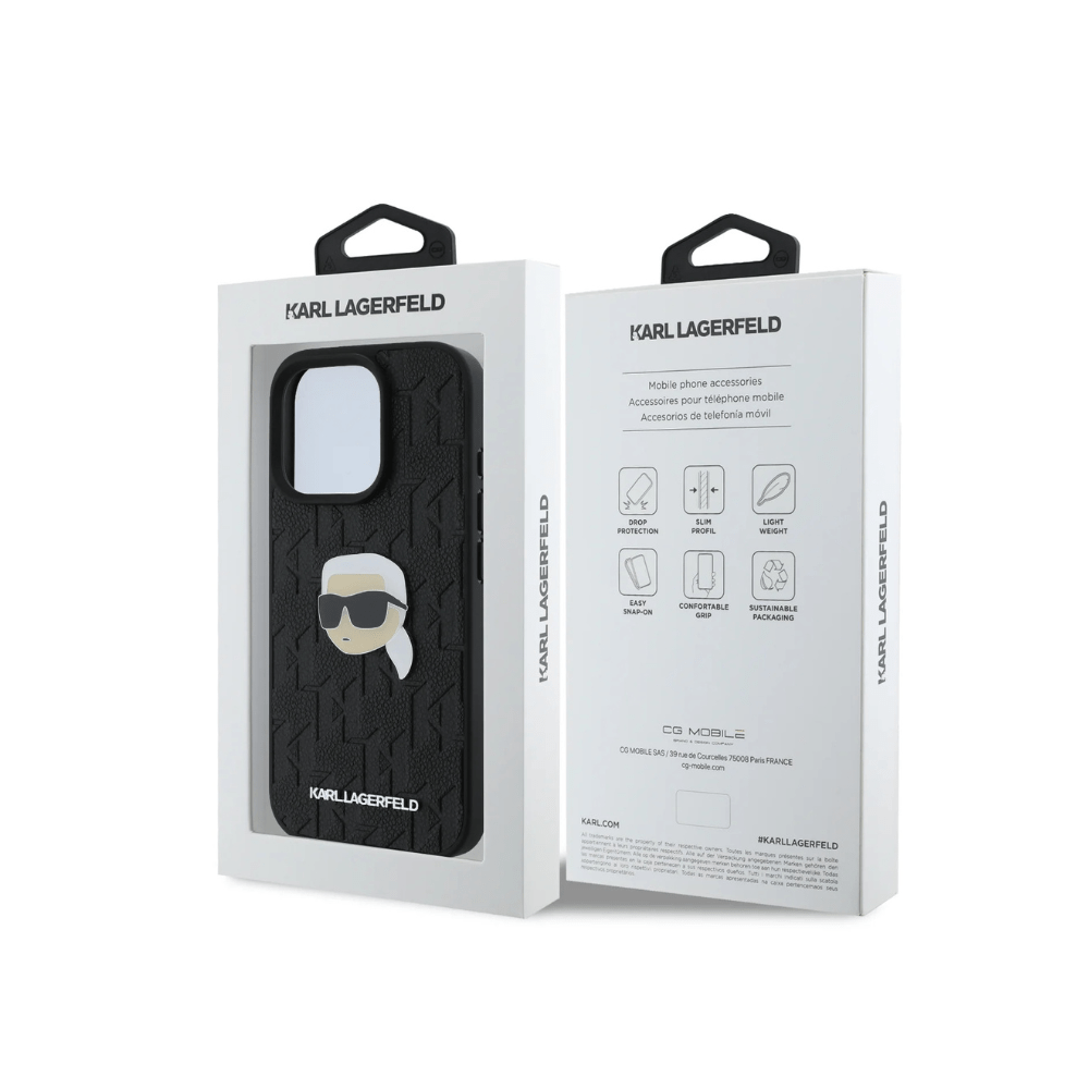 Karl Lagerfeld hc pu monogram k. head pin black iphone 16 pro - TOP MOVIL