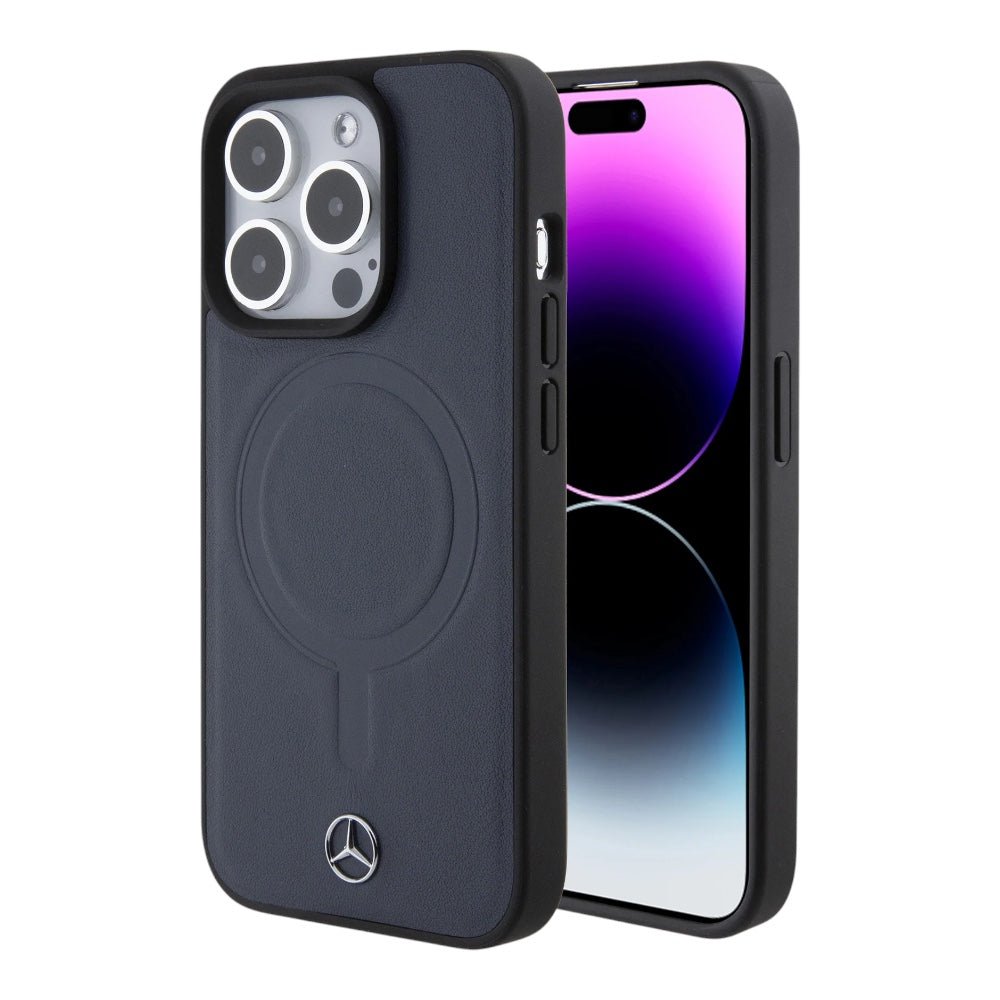 Mercedes - Benz mb hc magsafe plain smooth leather navy iphone 16 pro max - TOP MOVIL