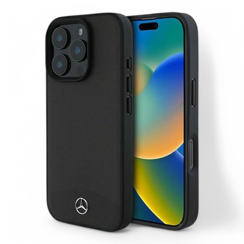 Mercedes - Benz mb hc magsafe textured and plain leather black iphone 16 pro max - TOP MOVIL