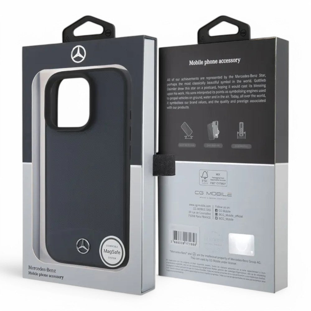Mercedes - Benz mb hc magsafe textured and plain leather navy iphone 16 pro - TOP MOVIL