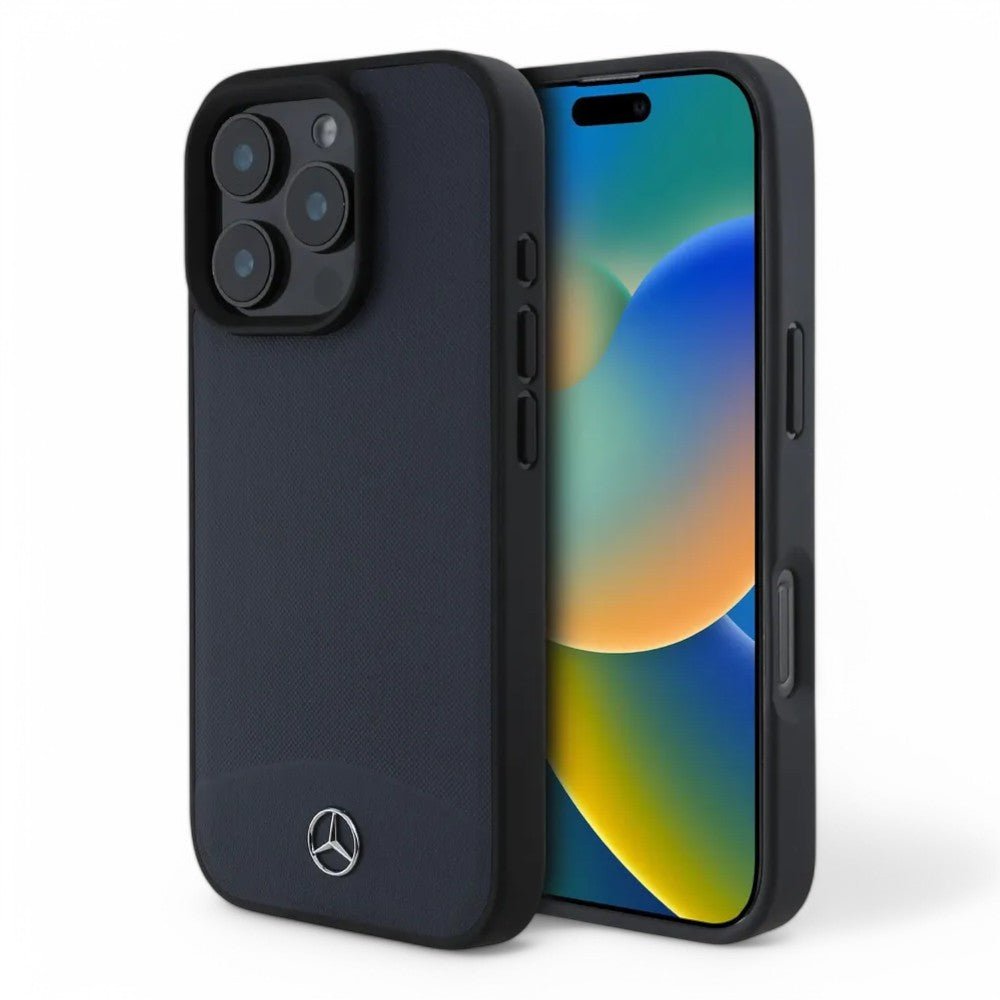 Mercedes - Benz mb hc magsafe textured and plain leather navy iphone 16 pro - TOP MOVIL