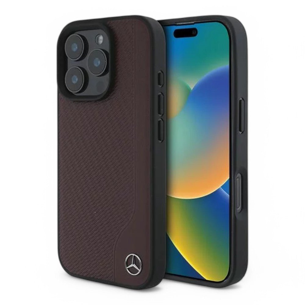 Mercedes - Benz mb hc magsafe wood imitation leather red iphone 16 pro max - TOP MOVIL