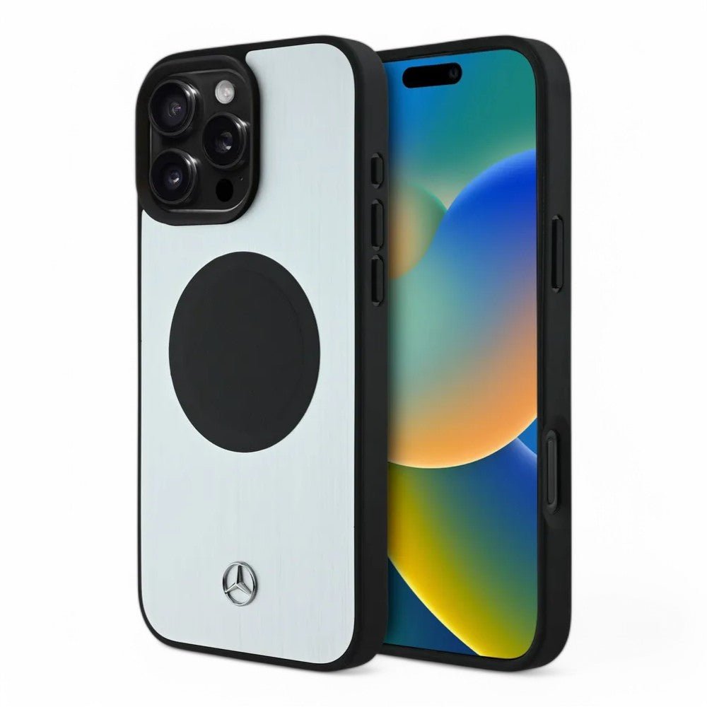 Mercedes - Benz mb leather & alu magsafe case silver iphone 16 pro max - TOP MOVIL