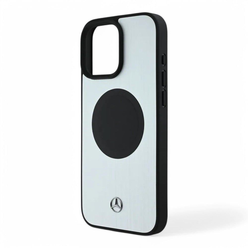 Mercedes - Benz mb leather & alu magsafe case silver iphone 16 pro max - TOP MOVIL