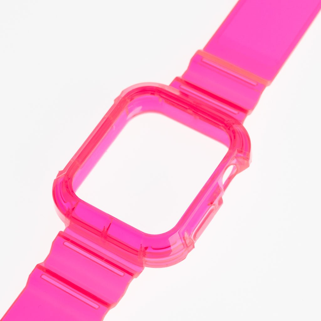 Pulseras generico + bumper rugged clear 42 mm fucsia neon - TOP MOVIL