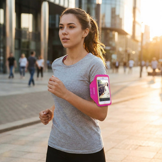 Angulo de venta - Accesorio Aonijie Arm Band con Porta Tarjetas Color Fucsia