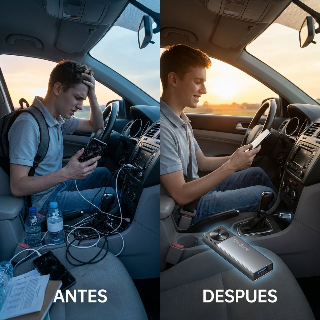 Angulo de venta - Cable McDodo Ot-8250 Adaptador Inalámbrico USB-A para Carro con Botón Multifunción Negro