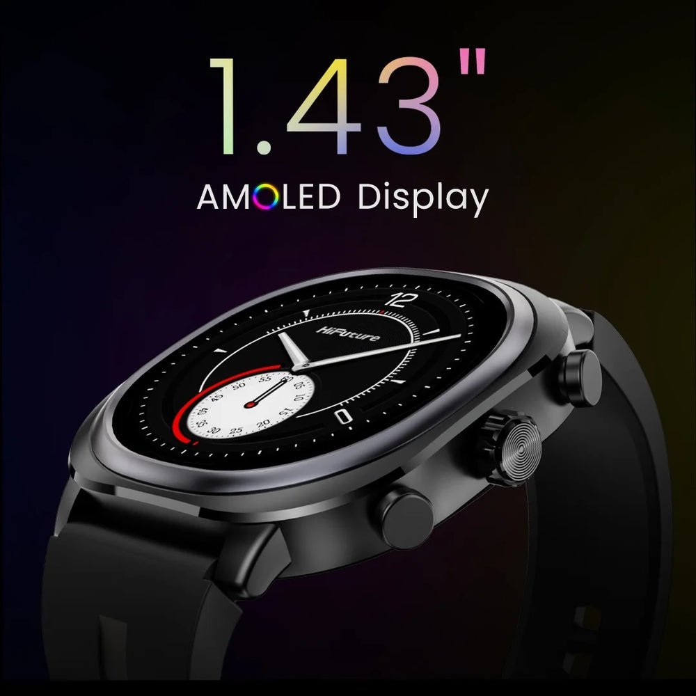 Smartwatch hifuture aix lite 1.43 inch de pantalla Amoled procesador dual core syntra AI con más de 100 modos de deportes banda de silicon - TOP MOVIL