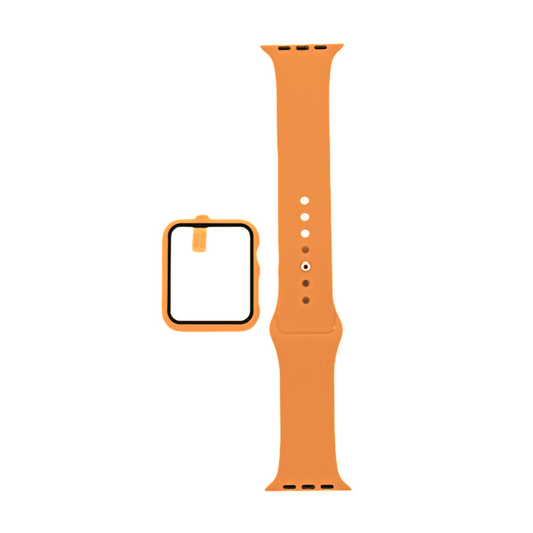 Accesorio el Rey Pulsera con Bumper y Protector de Pantalla Apple Watch 38 Mm Color Naranja | TOP MOVIL Guatemala