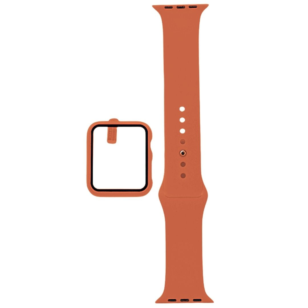 Accesorio el Rey Pulsera con Bumper y Protector de Pantalla Apple Watch 42 Mm Color Naranja | TOP MOVIL Guatemala