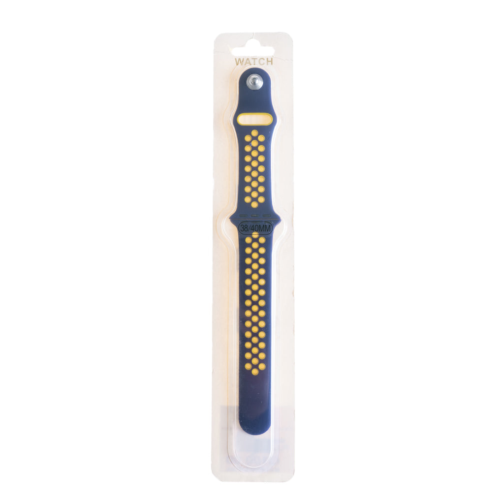 Accesorio el Rey Pulsera Tipo Nike Apple Watch 38 / 40 / 41 Mm Color Amarillo / Azul Marino | TOP MOVIL Guatemala