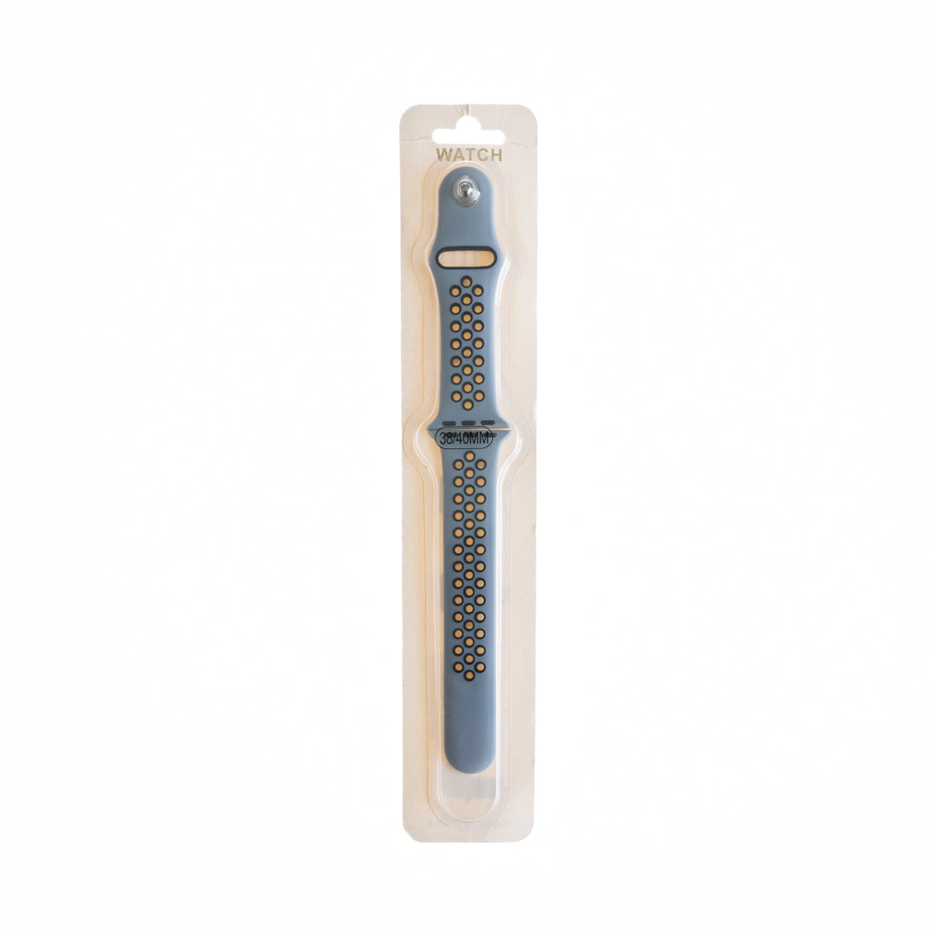 Accesorio el Rey Pulsera Tipo Nike Apple Watch 38 / 40 / 41 Mm Color Celeste Ceniza / Negro | TOP MOVIL Guatemala