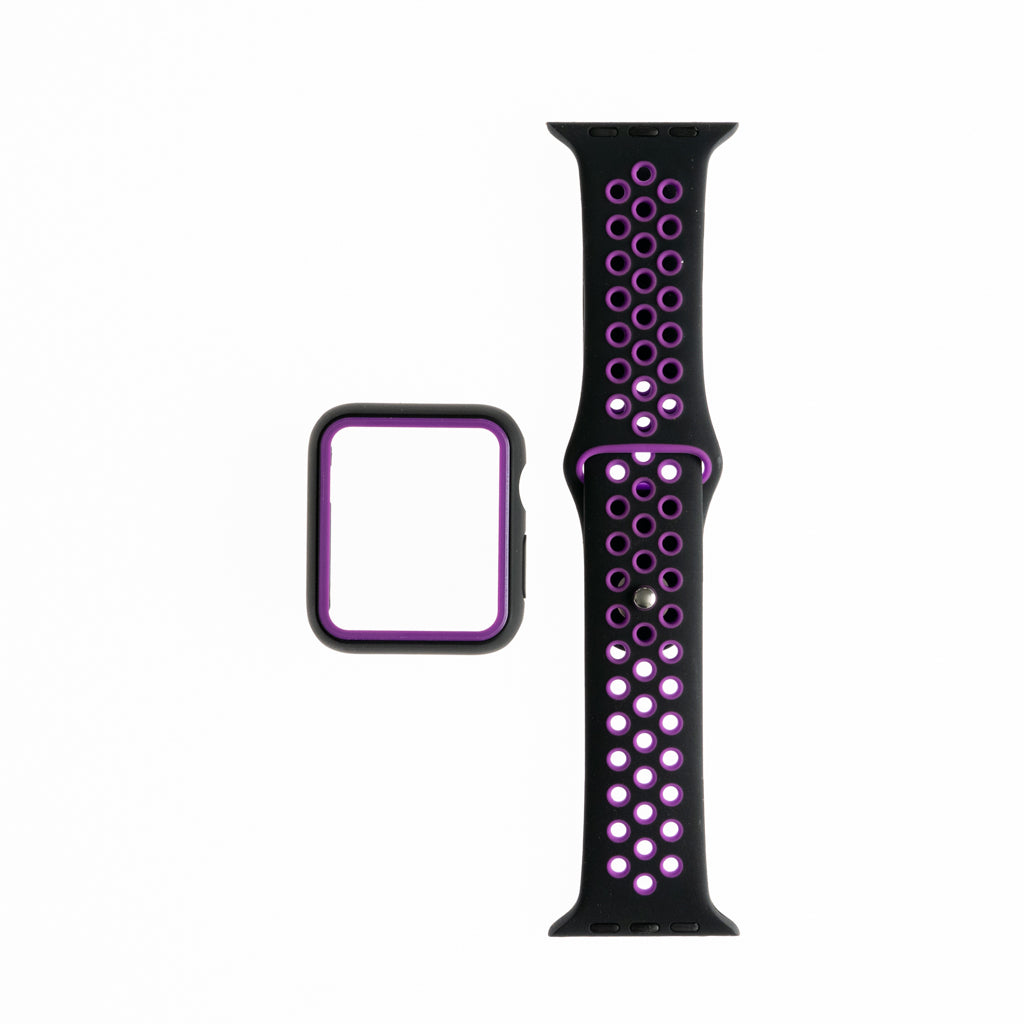 Genérico Accesorio Generico Pulsera Nike con Bumper Apple Watch 42 Mm Color Negro / Morado | TOP MOVIL Guatemala