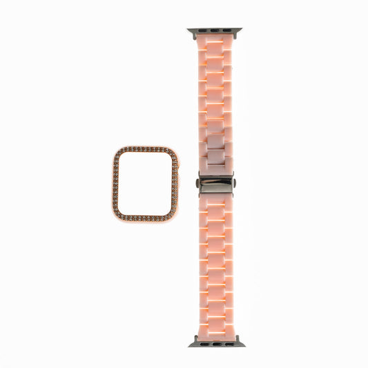 Genérico Accesorio Generico Pulsera con Bumper de Diamantes Apple Watch 38 Mm Color Rosado | TOP MOVIL Guatemala