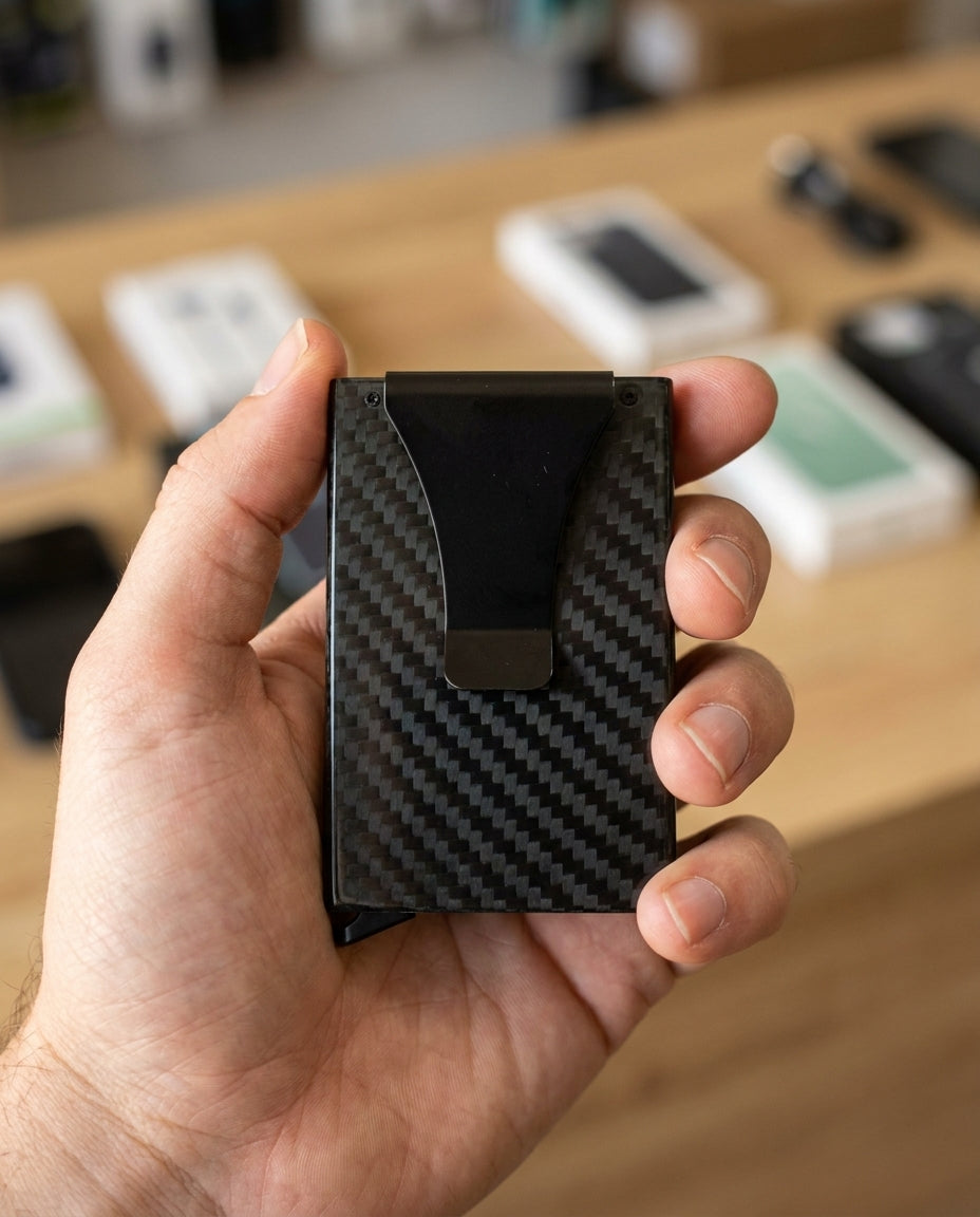 Accesorio El Rey Wallet con Clip 4 a 5 Tarjetas Fibra Carbon