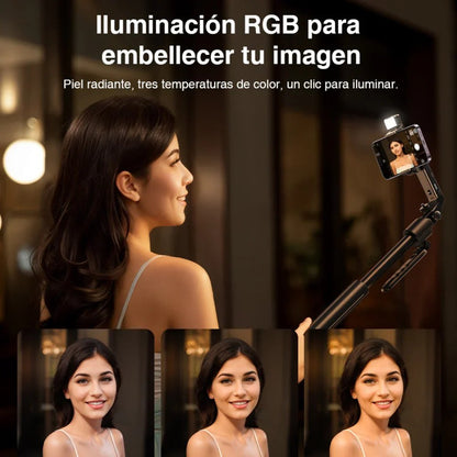 Trípode con Seguimiento Facial con IA, Luz RGB y Estuche Portable Rtako color Negro