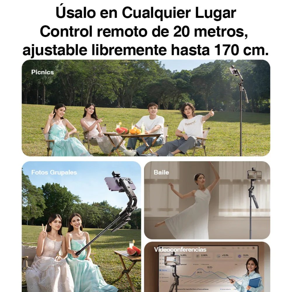Trípode con Seguimiento Facial con IA, Luz RGB y Estuche Portable Rtako color Negro