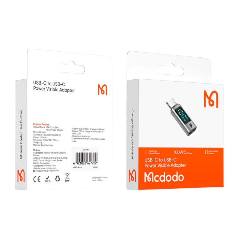Adaptador McDodo CA-6090 OTG USB-C a Tipo-C - Gris - 0100202400010088