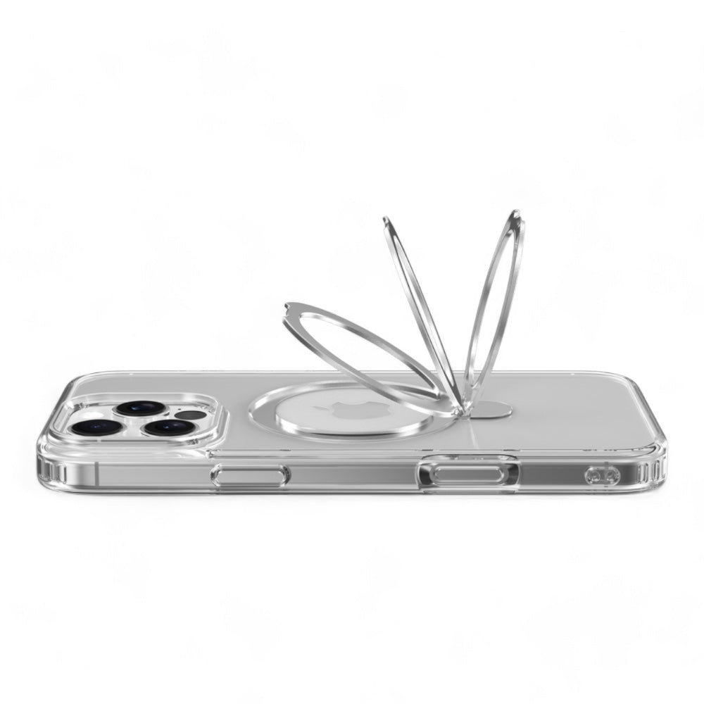 Estuche devia magsafe iphone 16 pro clean series magnetic shockproof case with bracket color transparente