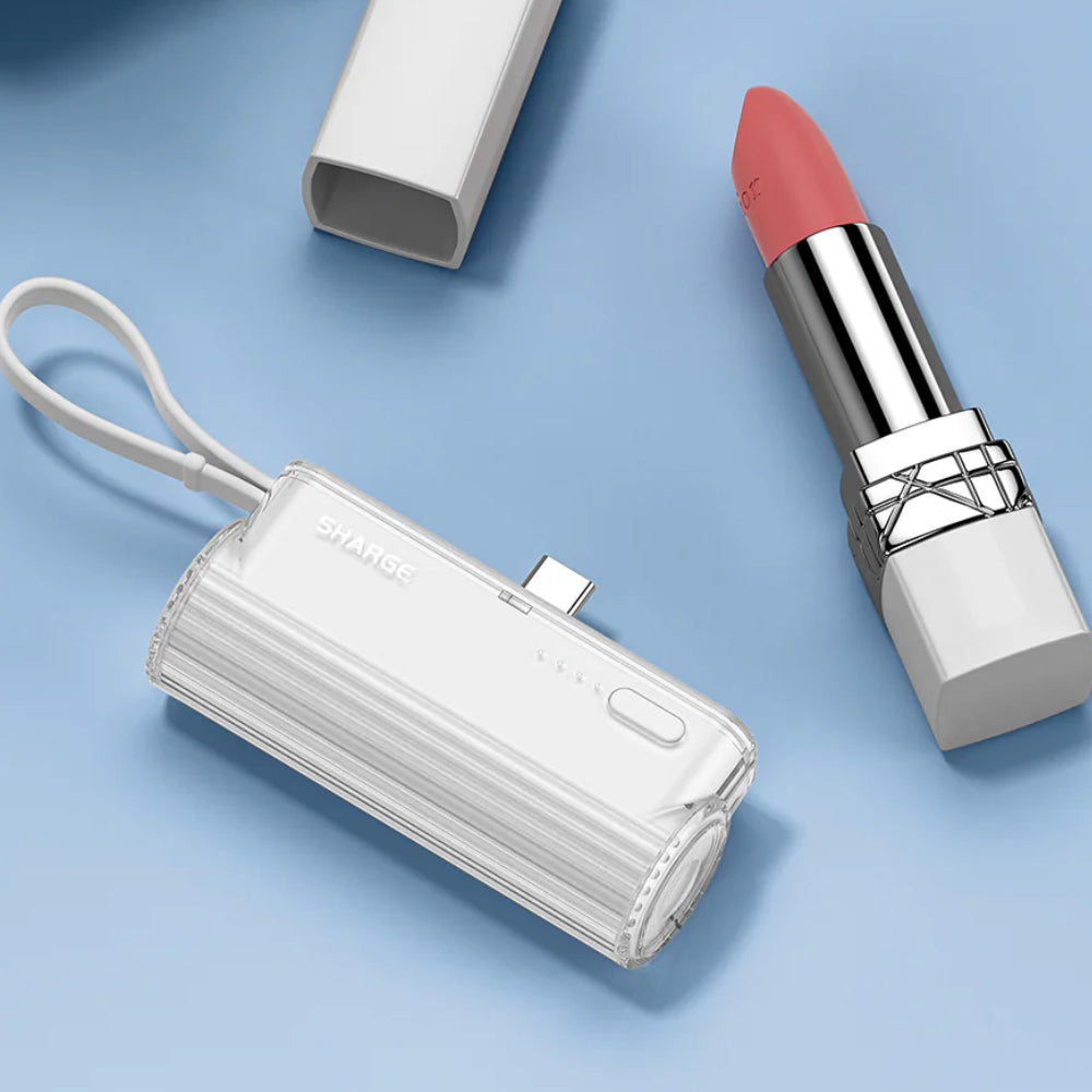 Bateria sharge tipo c flow mini model sp012 portable de 5,000 mah color blanco