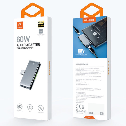 Adaptador de Audio Digital McDodo CA 7670 Type C - Gris | TOP MOVIL Guatemala