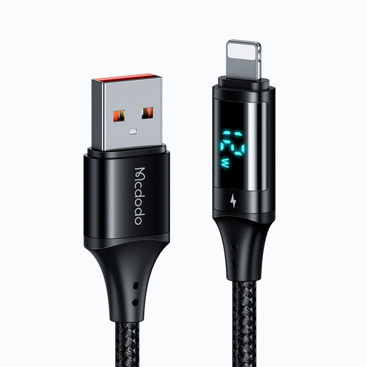 McDodo Ca-1060 1.2m Largo iPhone Digital Hd con Pantalla de Medicion USB a Lighting Cable Fast Charger 5a Negro | TOP MOVI...