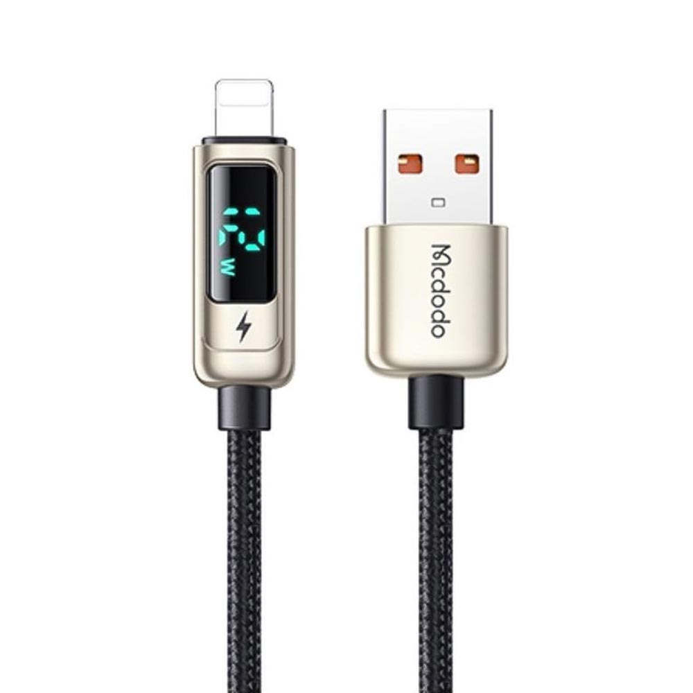McDodo Ca-9941 1.2m Largo iPhone LED con Pantalla de Medicion USB a Lighting Fast Charger 3a Gris | TOP MOVIL Guatemala