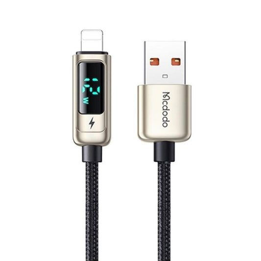 McDodo Ca-9941 1.2m Largo iPhone LED con Pantalla de Medicion USB a Lighting Fast Charger 3a Gris | TOP MOVIL Guatemala