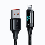 Ca-1060 1.2m largo iphone digital hd con pantalla de medicion  usb a lighting cable  fast charger 5a negro