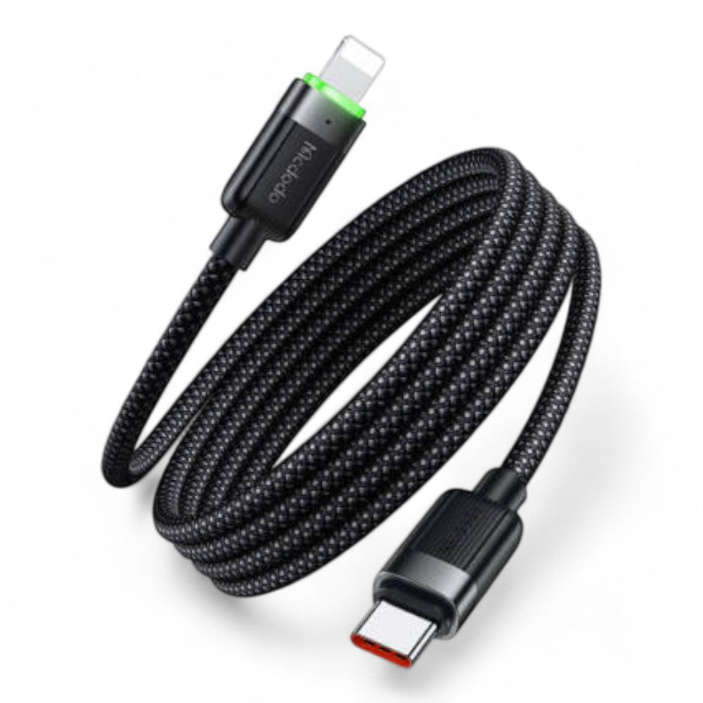 Cable mcdodo usb ca-2010 usb-c to lightning 36w magnetic self-winding cable color negro