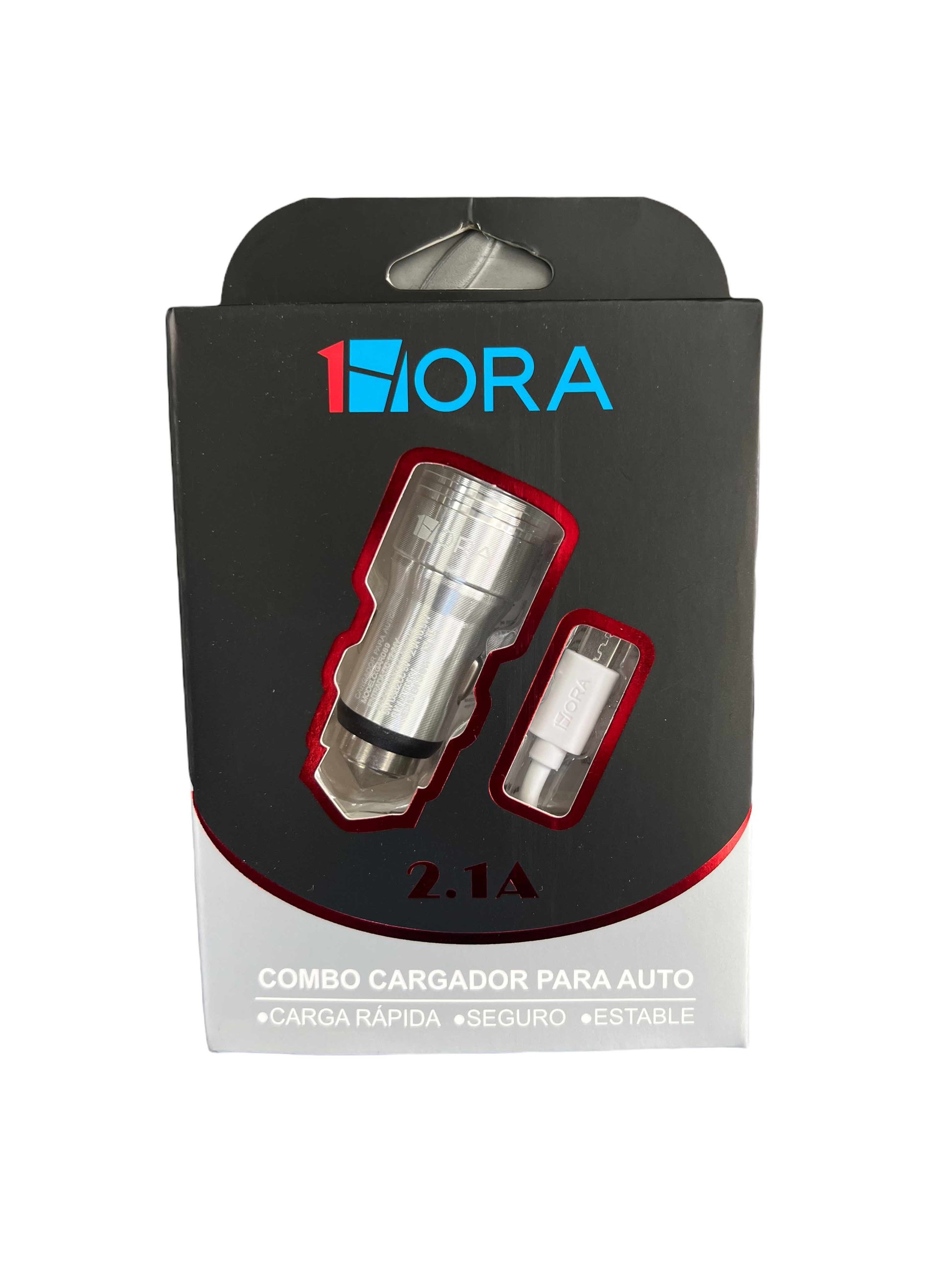 Cargador 1Hora Carro Micro USB V8 Gris | TOP MOVIL Guatemala