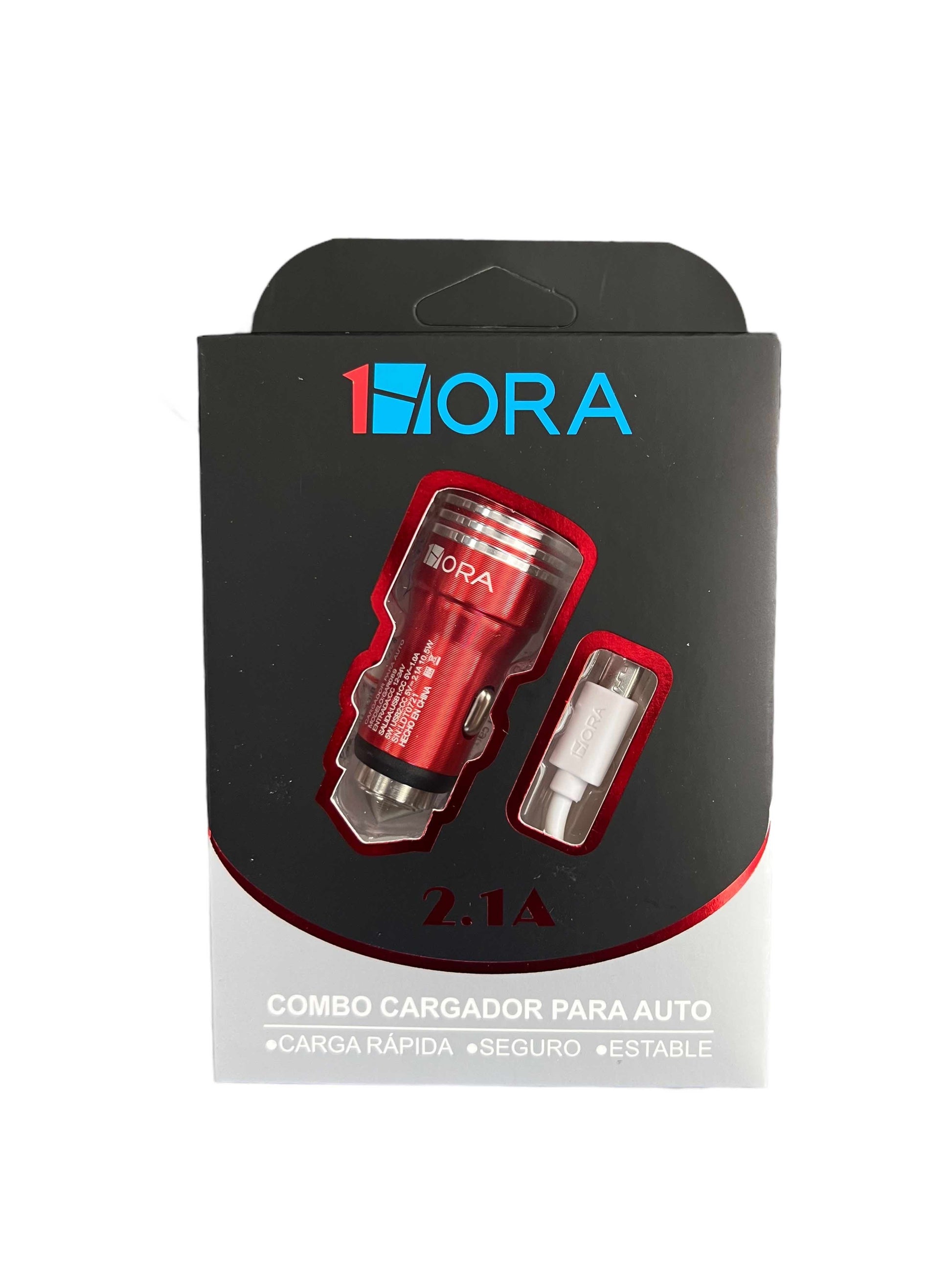 Cargador Carro 1Hora Micro USB V8 Rojo | TOP MOVIL Guatemala