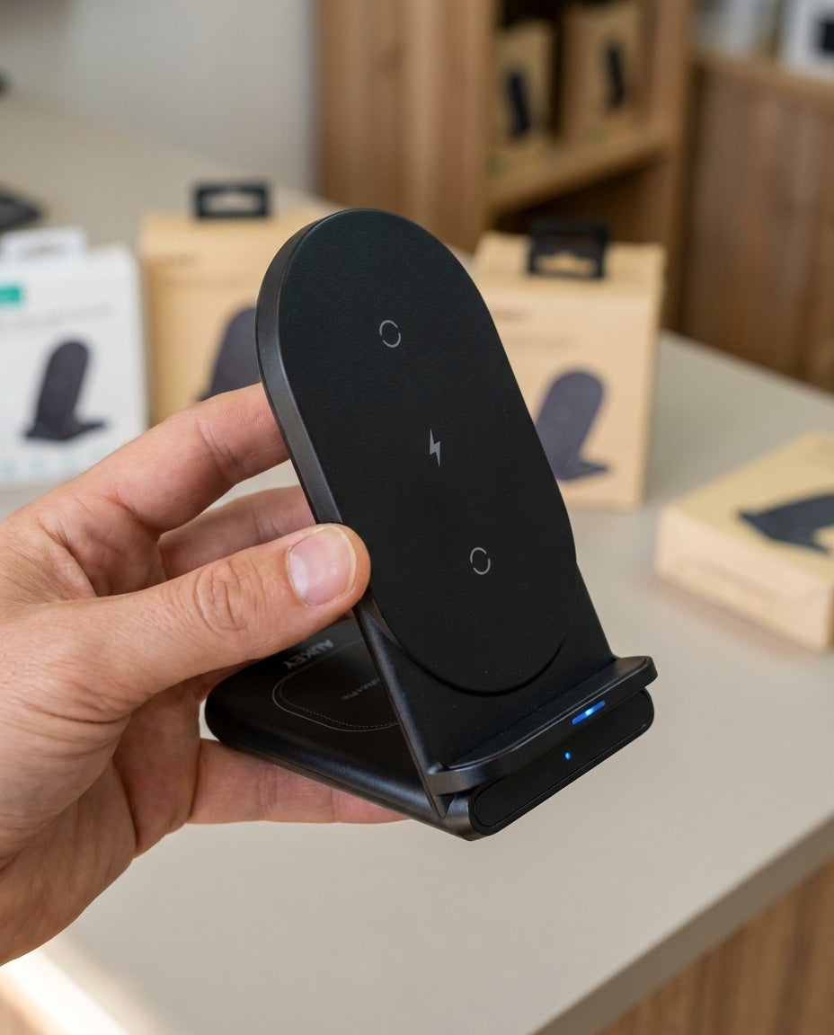 Cargador Aukey Inalámbrico 2 In 1 Wirelesfast (Bk / Wh) Color Negro