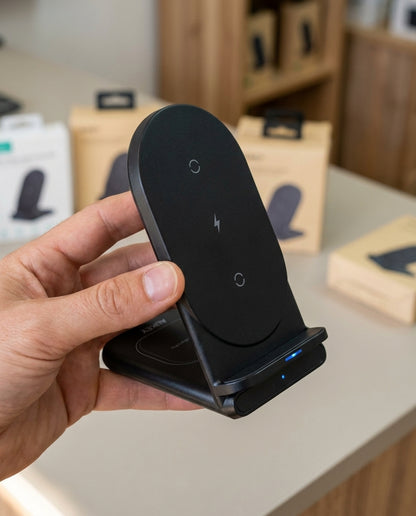 Cargador Aukey Inalámbrico 2 In 1 Wirelesfast (Bk / Wh) Color Negro