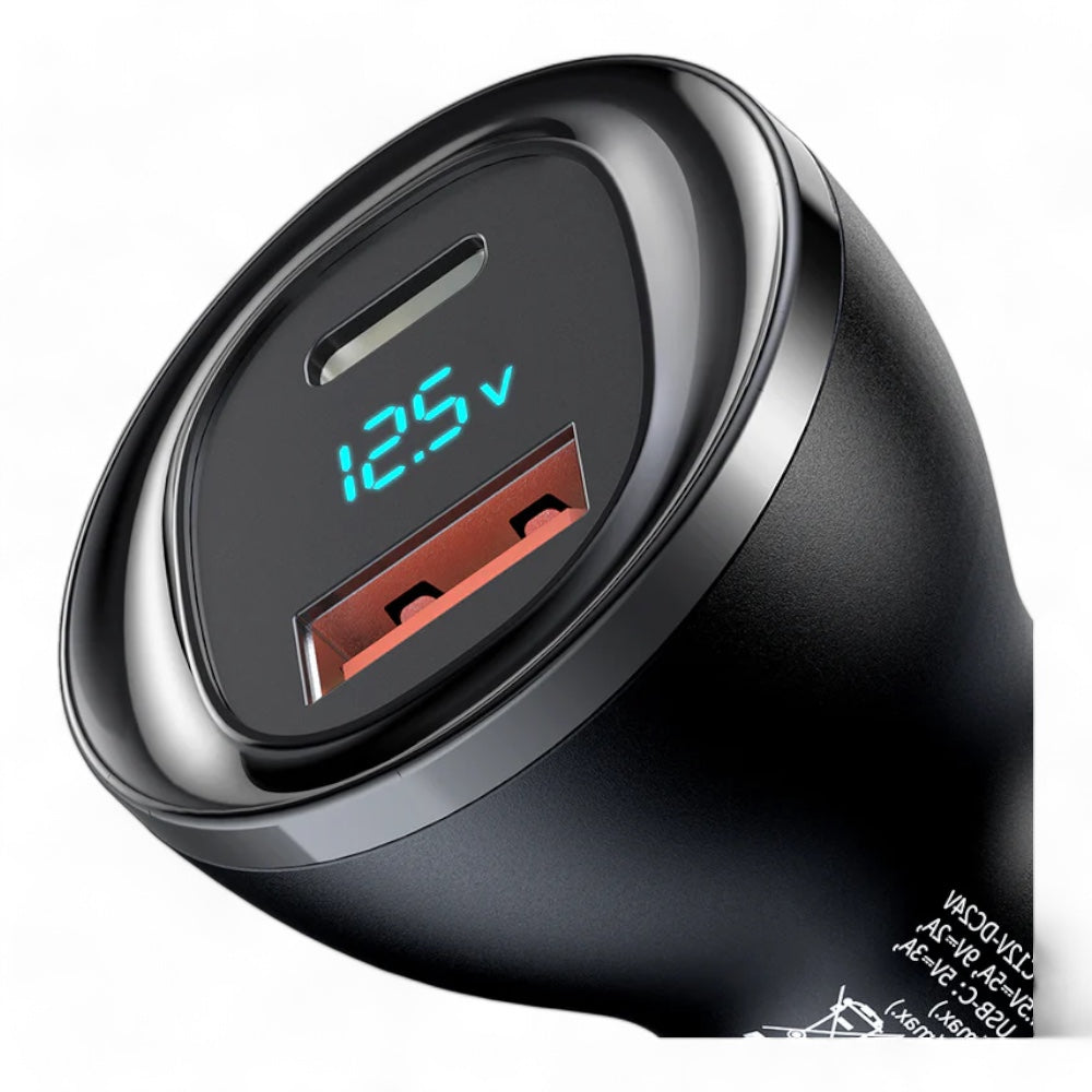 Cargador mcdodo carro cc-5670 aurora series 95w usb-a + usb-c dual-ports car charger with digital display color negro